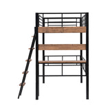Ball & Cast Metal Twin Loft Bed with Safety Guard & Ladder,Sturdy Metal Bedframe W/Built-in Desk & Storage Shelf,Space Saver,No Box Spring Required,Bedroom Furniture for Boys Girls Teens Adult,Black Ball & Cast