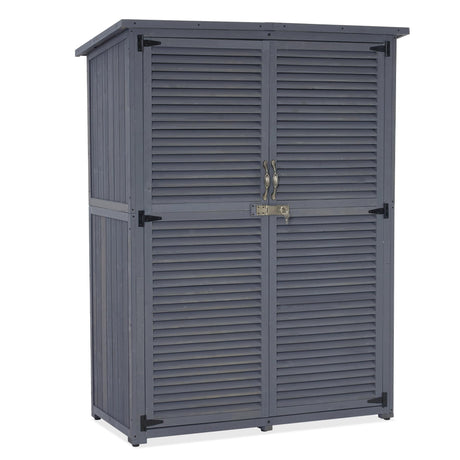 MCombo Outdoor Storage Cabinet, Wooden Storage Shed with Latch, Outside Garden Tool Shed with 2 Doors for Patio Yard Lawn, 1900 (Grey, Large) MCombo