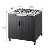Feasto Gas Grill, Movable Outdoor Gas Stove Stainless Steel Top with Cabinet, 5 Burners with 36,200 BTUs, Outdoor Propane Grill for Outdoor Cooking, Ideal for Lawn & Garden, L35.4” x W24” Feasto