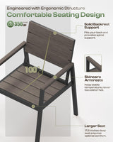 Oasbira Outdoor Patio Dining Table Sets 7-Piece Aluminum and HDPS All-Weather Table and Chairs with Umbrella Hole, Patio Modern Furniture Sets for Garden, Backyard (Charcoal) Oasbira