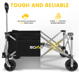Collapsible Foldable Wagon Beach Cart - Large Capacity and Heavy Duty Folding Wagon Portable for Sports, Shopping, Camping Somorei