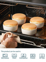 DOWAN 8 oz Ramekins with Lids Oven Safe for Creme Brulee Souffle, Porcelain Ramekins for Baking, Small Bowls Set of 6, Glaze with Specks DOWAN