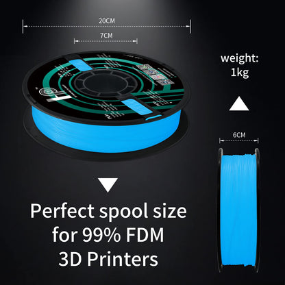 HP3DF PLA Filament, PLA Plus(PLA+), 3D Printer Filament, PLA Filament 1.75mm Dimensional Accuracy +/- 0.02mm, 1KG Spool (2.2 lbs), Fit Most FDM Printer (Glow Blue PLA) - WoodArtSupply