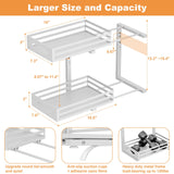 mixeshop Under Sink Organizer, 2 Tier Under Sink Organizers and Storage, Adjustable Height, Slide out Metal Cabinet Organizers, Pull out Cabinet Storage Drawer Shelf for Kitchen Bathroom White, 2 Pack mixeshop