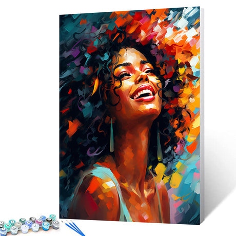 Tucocoo Afro Woman Paint by Number for Adults, DIY Digital Oil Painting Kits on Canvas with Brushes and Acrylic Pigment, Urban Style Sweet Black Girl Picture for Home Decor 16x20 inch (Frameless) Tucocoo