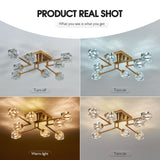 Qgiytp Vintage Gold Semi Flush Mount Ceiling Light 8-Light Glass Sputnik Chandeliers Mid Century Modern Crystal Ceiling Light Fixture for Living Room Dining Room Bedroom Kitchen Foyer Qgiytp