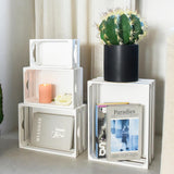 UPPER DECOR Large Wooden Crates Set of 4 Decorative Storage Box with Handles, Rustic Whitewashed Farmhouse Wooden Crates for Display, Living Room Container Baskets Box for Kitchen, Pantry, Bedroom UPPER DECOR