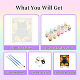 Gemozaic Halloween Paint by Numbers Kit for Adults Beginner- Black Cat Adult Paint by Number Kits on Canvas, Halloween Acrylic Oil Painting by Numbers Kits for Home Wall Decor 16X20 Inch Gemozaic