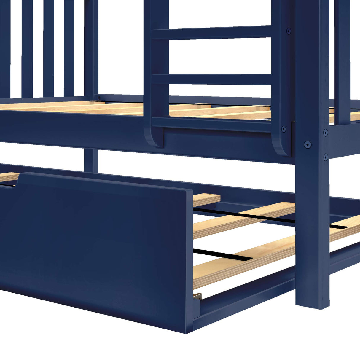 Max & Lily Twin-Over-Full Bunk Bed Frame with Trundle in Blue Max & Lily