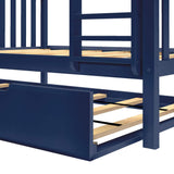 Max & Lily Twin-Over-Full Bunk Bed Frame with Trundle in Blue Max & Lily