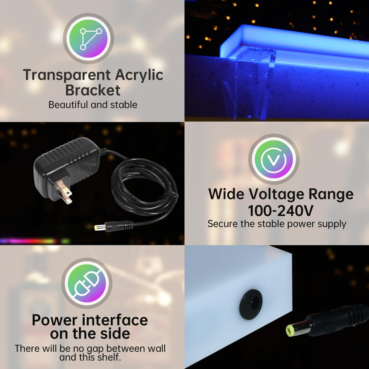 Cimcame Led Lighted Liquor Bottle Display Shelf Set of 2 with Remote&APP Control 40 Inch Floating Wall-Mounted Illuminated Marquee Lighting Shelves for Home Commercial Bar Cimcame