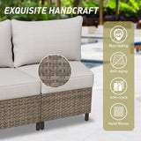 INTER HUT Vista Oasis Outdoor Sectional Sofa Set, 2 Seat Armless Sofa, Wicker Outdoor Furniture with Deep Seating Cushion, Beige/Beige INTER HUT