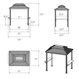 Kozyard 6’ x 8’ BBQ Hardtop Grill Gazebo, Outdoor Barbecue Gazebo with Double Galvanized Metal Roof, Aluminum BBQ Gazebo with 2 Side Shelves for Outdoor Grilling Station (Brown/Hardtop) Kozyard