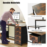 TOPSKY Compact Computer Desk with Storage Shelf/Cloth File Drawer for Letter Size/Monitor Stand Study Table for Home Office (Rustic Brown, 62.4 inch) TOPSKY