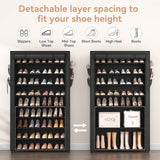 LANTEFUL Shoe Rack with Covers - 10 Tiers Tall Shoe Rack Organizer Large Capacity Shoe Shelf Storage 40 Pairs Space Saving Vertical Shoe Storage Organizer for Closet, Entryway, Dorm, Bedroom LANTEFUL