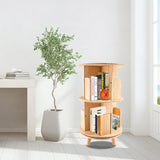 GNJINX 2-Tier Rotating Solid Wood Bookshelf - Multi-Functional Display & Storage Rack GNJINX