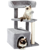Made4Pets Cat Tree, Carpet Cat Tower Grey for Indoors Cats, Cute Wood Kitty Condo with Scratching Post and Pad, 29" Multi-Level Modern Activity Climbing Furniture for Small and Medium Cats MADE 4 PETS