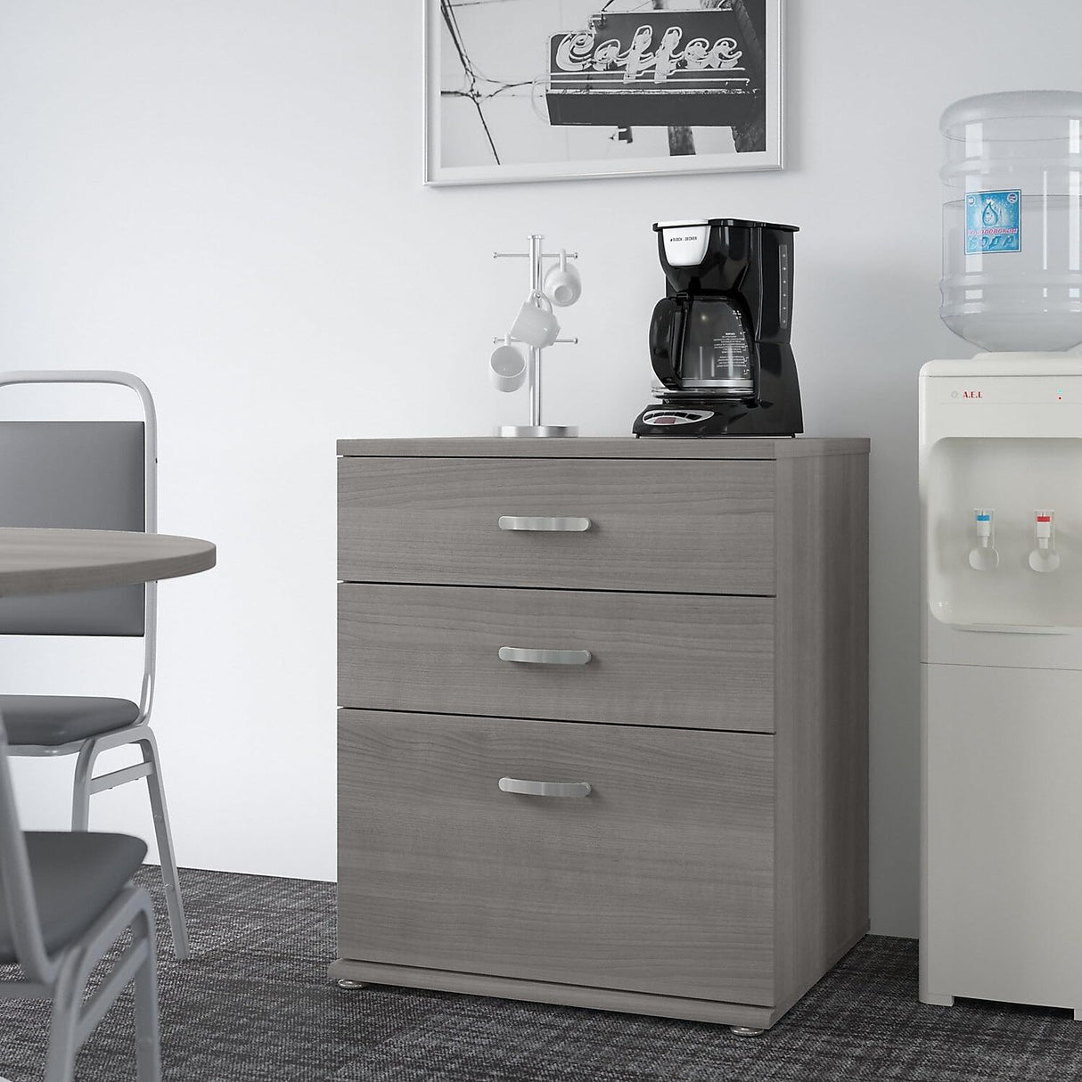 Bush Business Furniture Universal 34-inch Floor Storage Cabinet with Drawers, Platinum Gray (UNS328PG) Bush Business Furniture