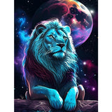 SENQAO Diamond Painting Lion Kits for Adults, DIY 5D Diamond Art Paint with Round Diamonds Full Drill Starry Sky Lion Gem Art Painting Kit for Home Wall Decor 30×40cm SENQAO