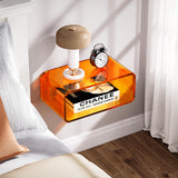 Dewrhiixe Acrylic Floating Nightstand, Bedside Table, Nightstand Shelf Wall Mounted Bedside Shelf (Orange, Small) Dewrhiixe