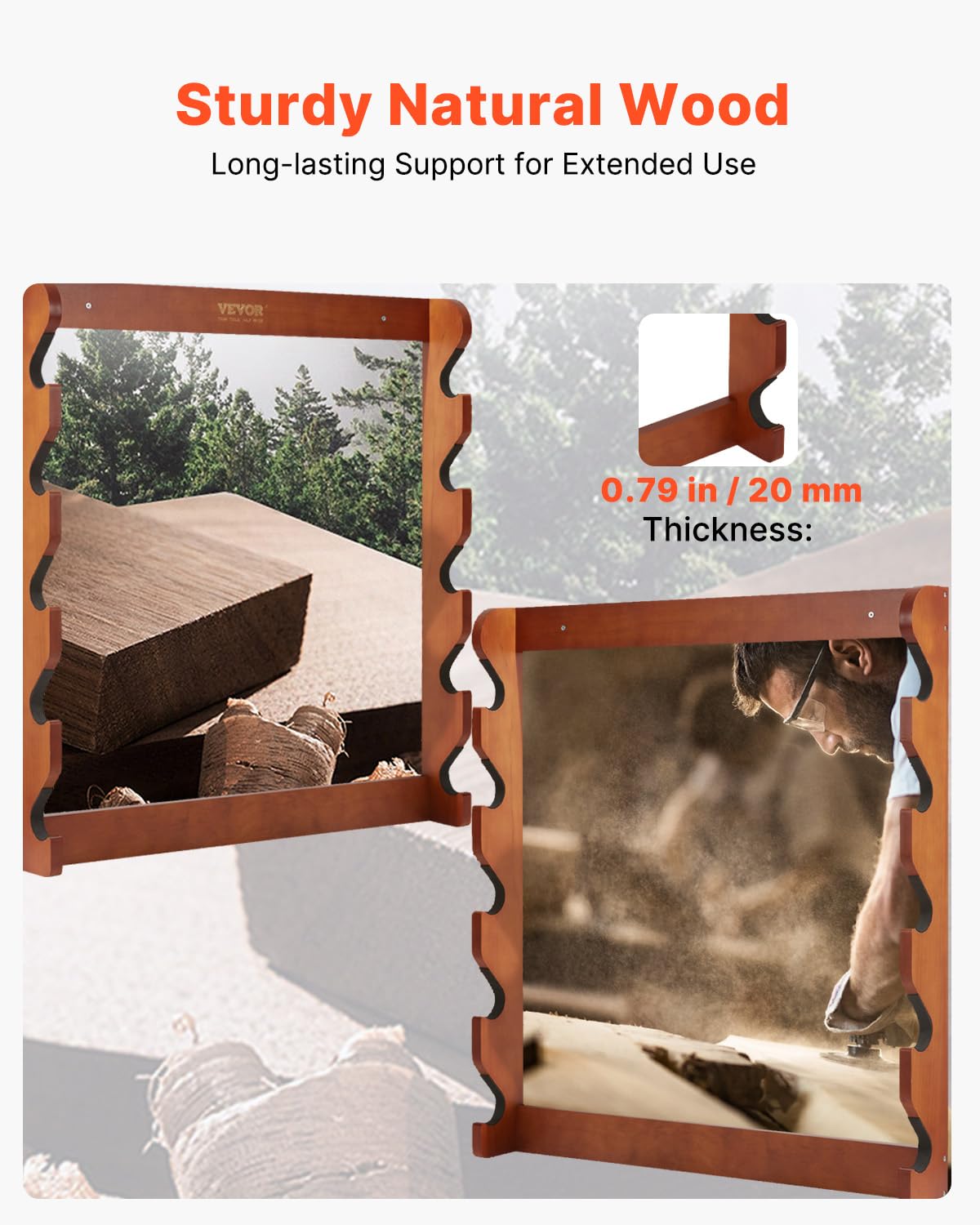 VEVOR Gun Rack, 5-Slot Wall Mounted Wooden Gun Rack, Heavy Duty Gun Display Rack Holds 5 Shotguns and Rifles, Wall Storage Display Rifle Rack with Soft Padding, 132 lbs Capacity VEVOR