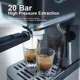 URintells Cuising Espresso Machine 20 Bar, Touch Screen Espresso Maker with Americano, Coffee Machine with Steam Milk Frother, Stainless Steel Cappuccino Latte Machine for Cold Brew Home Gifts, Black URintells Cuising