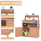 GFDGFD Outdoor Potting Bench with Storage Cabinet & Top Shelf - Solid Fir Wood Garden Planting Workstation, Waterproof Workbench for Gardening, Patio, and BBQ GFDGFD