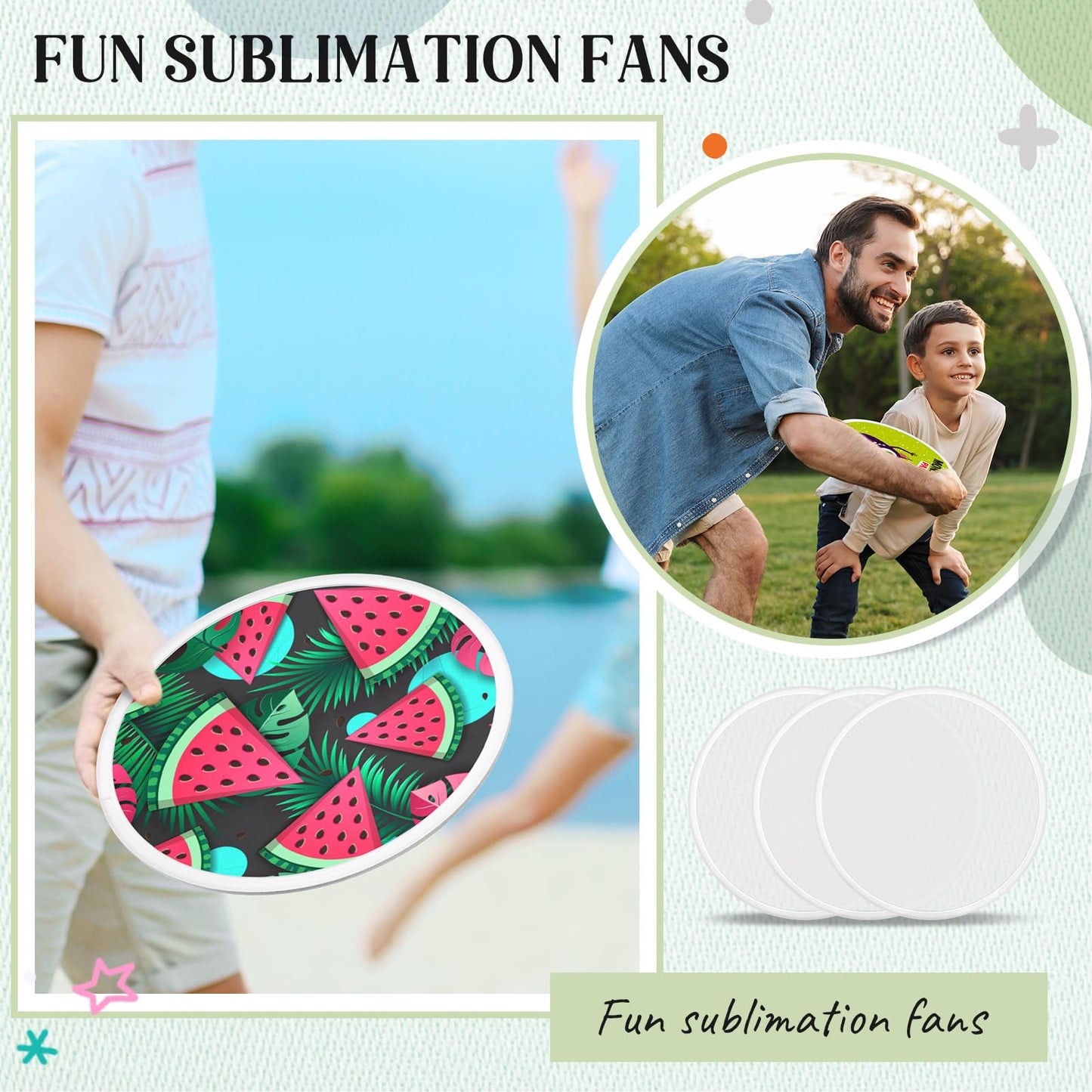 Seenelling 10 Pcs Foldable Flying Disc Fans 9.8 Inch Sublimation Fans Foldable Fans Blank Bulk for Wedding Outdoor(White)