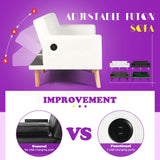 TYBOATLE Modern Faux Leather Upholstered Convertible USB Folding Futon Sofa Bed, 65" Couch, Love Seats Furniture for Small Space Configuration, Apartment, Dorm, Living Room, Office (White) TYBOATLE