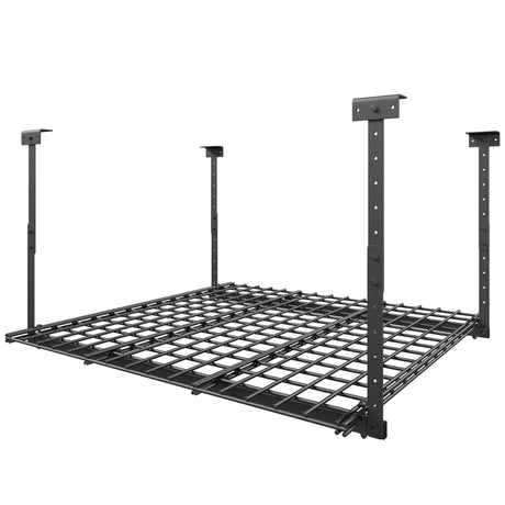 Jusgym 45-Inch x 45-Inch Overhead Garage Storage Rack, 17"-28" Height Adjustable Garage Ceiling Storage Racks, Heavy Duty Storage Organizer System, 250LBS Weight Capacity, Black Jusgym