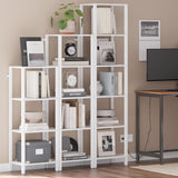 TUTOTAK Bookshelf, 5-Tier Tall Book Shelf, Narrow Bookcase for Small Space, DIY Stackable Bookshelf, for Living Room, Office, Study, Entryway, Industrial, White BS01BW005 TUTOTAK