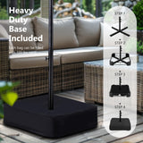 MFSTUDIO 15ft Double Sided Patio Umbrella with Solar Lights, Outdoor Large Umbrellas with Crank Handle and 36 LED Lights, Rectangular Market Umbrella with Base Included for Deck Pool Shade, Beige MFSTUDIO