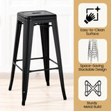 Yaheetech 30 Inch Metal Bar Stools Set of 4, Bar Height Backless Bartools, Industrial Stackable Bar Chairs with Footrest for Kitchen/Dining Room/Bistro/Patio, Black Yaheetech