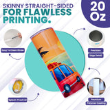TAVIFY Sublimation Tumblers 20 oz Skinny Pack 12, Straight Double Insulated Polymer Wall for Vibrant Print, Blank Sublimation Tumbler Bulk with Lid, Straw & Shrink Wrap TAVIFY