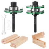 KOWOOD Pro Tongue and Groove Set of 2 Pieces 1/4 Inch Shank Router Bit Set 3 Teeth Adjustable T Shape Wood Milling Cutter KOWOOD