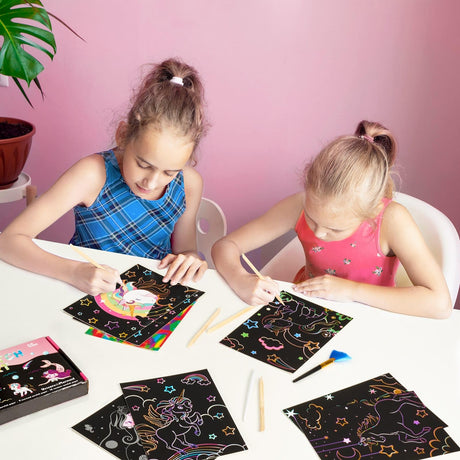 Unicor Scratch Art Kit for Kids - 30 Pcs Magic Scratch Off Paper for Girls Unicorn Mermaid Theme Art Supplies Colorful Drawing Art Craft with Wooden Stylus Kids Activities Party Birthday Gift WERNNSAI