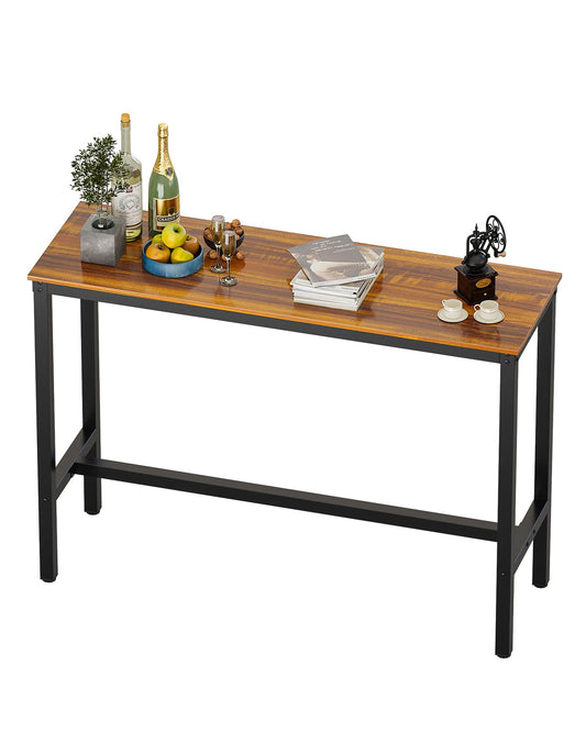 Teraves Teak Bar Table – Stylish Rectangular High Top Table with Sturdy Metal Frame for Versatile Use