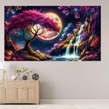 Benjenes 5D Large Size Diamond Painting Art Kits for Adults Diamond Art Waterfall Sakura Landscape Diamond Art Painting Full Drill Craft Kits for Fantasy Home Wall Decor 27.5 x 15.7Inch Benjenes