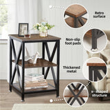 End Tables Living Room Set of 2, 16" D x 16" W x 24" H, Indoor End Tables Living Room with Storage Shelf, Square End Table Set of 2, X-Shaped Night Stands for Bedroom, Farmhouse Wood Side Tables TooCust