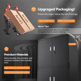 VINGLI Large Garage Storage Cabinet with 4 Doors, Upgraded Height & Wide & Deep, 43''W x 23''D x 75''H, Oversized Metal Storage Cabinet with Pegboards Wheels Locks and Adjustable Shelves (Black) VINGLI