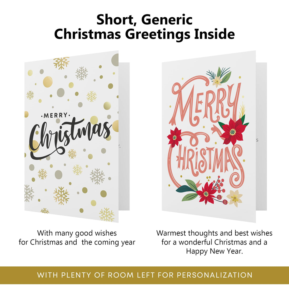 Dessie 30 Unique Christmas Cards with Envelopes 4x6 and Gold Sealing Stickers. Short Greetings Inside. Boxed Christmas Cards and Happy Holiday Greeting Cards Set. Dessie