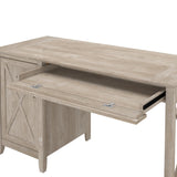 Bush Furniture Key West Computer Desk with Storage | Farmhouse PC Table for Home Office in Washed Gray | 54W x 24D Bush Business Furniture