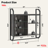 Bestier 34" LED Floating Shelves with Adjustable Glass Display, Industrial Pipe Design for Gaming & Home Decor Bestier