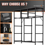 YaFiti Dresser for Bedroom with 10 Drawers, Chest of Drawers with Side Pockets, Hooks, Wooden Top and Sturdy Metal Frame, Fabric Dresser Drawers for Living Room, Hallway (Black Wood Veins) YaFiti