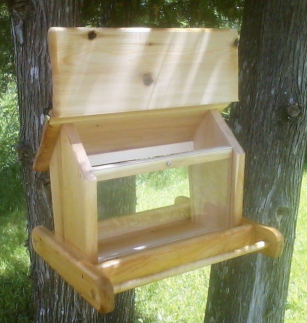 Large Hanging Cedar Wood Bird Feeder - WoodArtSupply