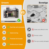 Ceiling Wine Glass Rack - Wine Rack Wall Mounted with Glass Holder, 2 Layer Industrial Hanging Wine Bottle Holder with LED, Wine Storage Display Shelf for Home Bar Dining Room Kitchen (Black, 47.2in) KEPMOGOH