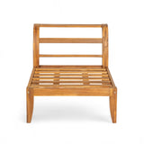 JIVOIT 6 Piece Acacia Wood Patio Sofa Set, Outdoor Modular Sectional Garden Furniture Set with Tea Table, Ottoman, 5 Cushions and Pillows, L-Shaped Conversation Daybed for Patios, Poolsides, Gardens JIVOIT