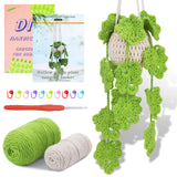 kdafio Crochet Kit for Beginners, Hanging Potted Plants Crochet Starter Kit with Step-by-Step Instructions and Video Tutorials Complete Crochet Kit for Beginners Decoration (Yellow Green Plants) kdafio