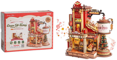 ROKR 3D Wooden Puzzle for Adult - Gift Factory Mechanical Model Kit with Music & Lights, 449pcs Adult Wooden Puzzles, DIY Building Toy for Teens & Adults