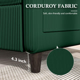 Valthie 60.6" Small Corduroy Loveseat Sofa, Mid-Century Modern 2-Seater Couch with Side Pockets for Small Spaces, Green– Perfect for Living Room, Bedroom, Office & Apartment Valthie